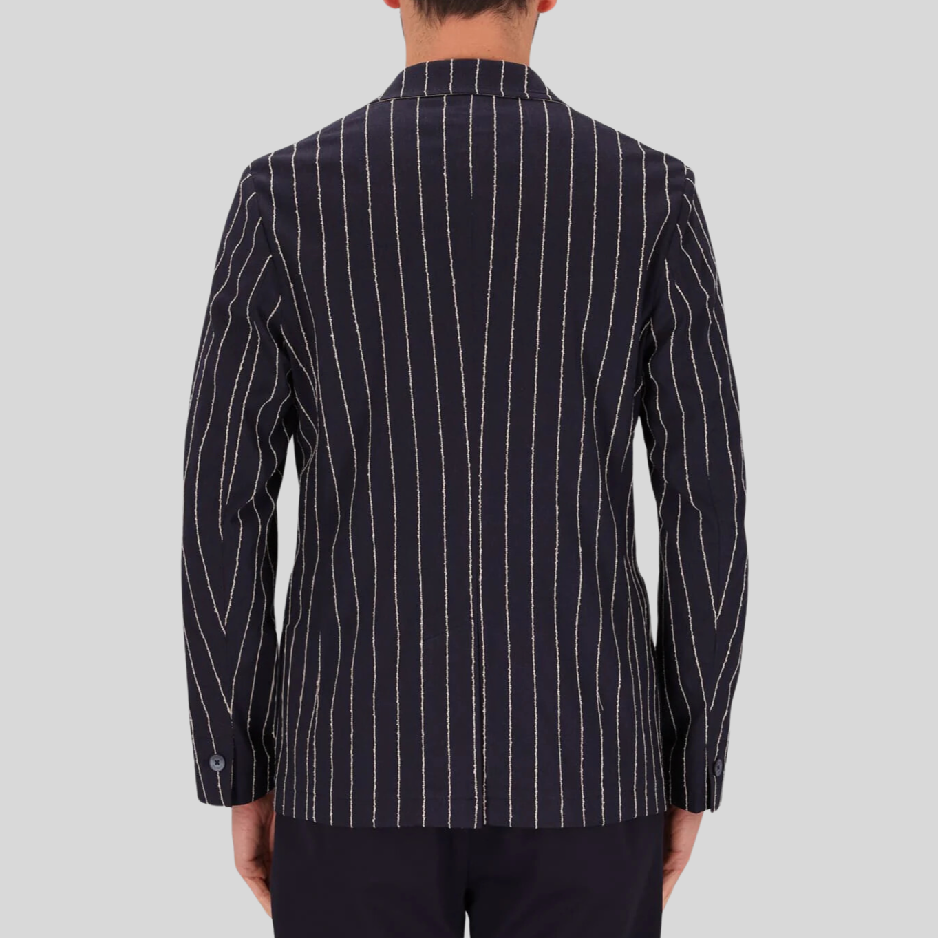Gotstyle Fashion - Distretto12 Suits Pinstripe Patch Pocket Jersey Blazer - Dark Blue