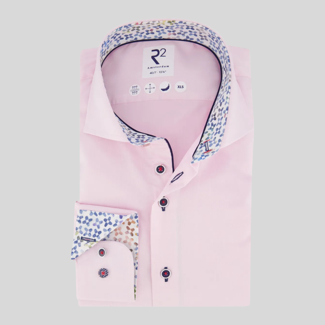 Gotstyle Fashion - R2 Amsterdam Collar Shirts Twill 2-Ply Contrast Shirt - Pink