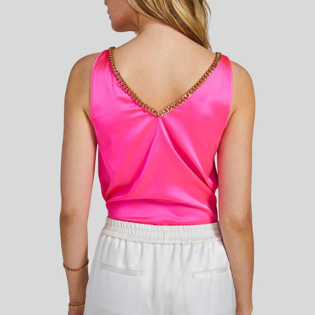Gotstyle Fashion - Generation Love Tops Double V-Neck Camisole Top Chain Detail - Pink