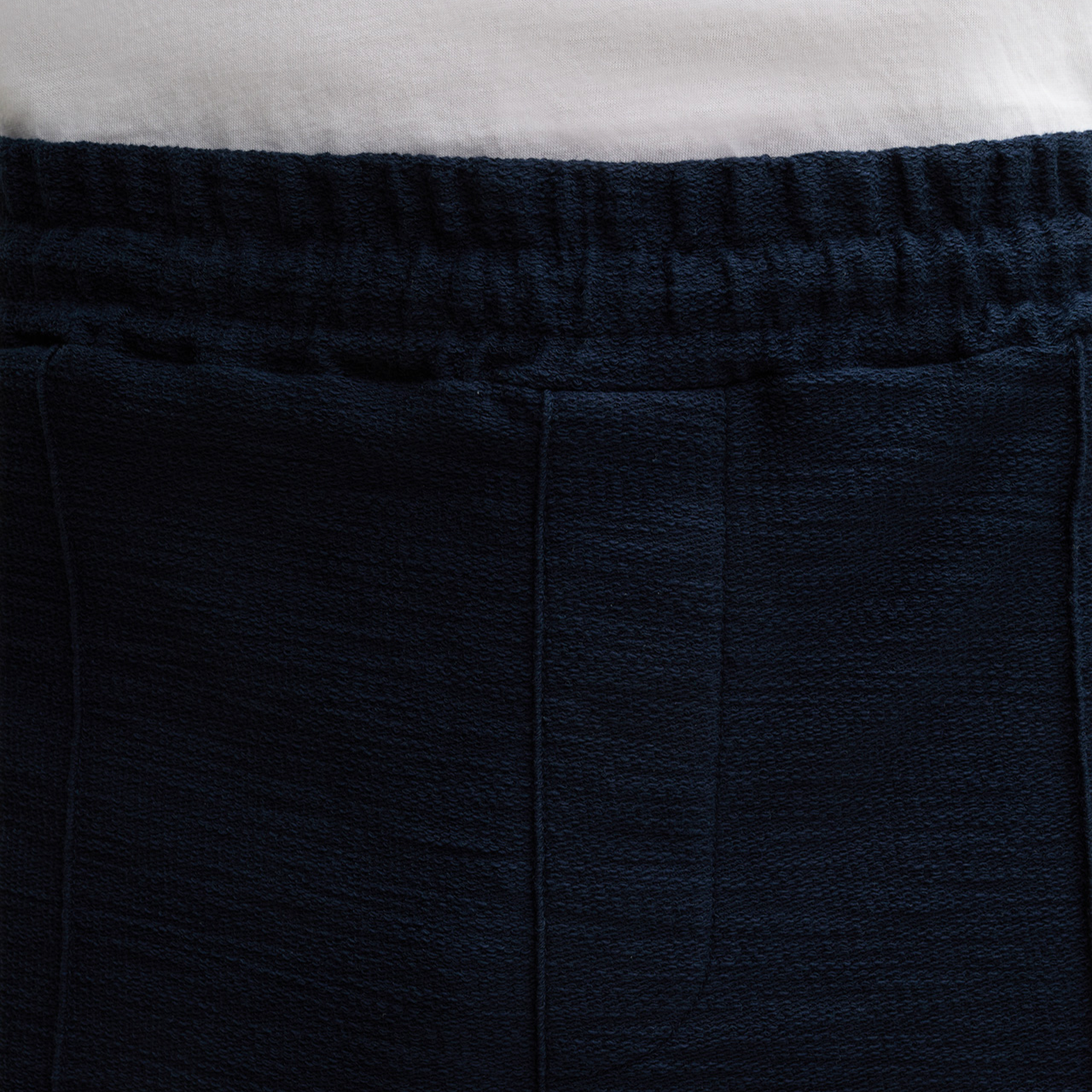 Textured Elastic Waistband Shorts - Navy