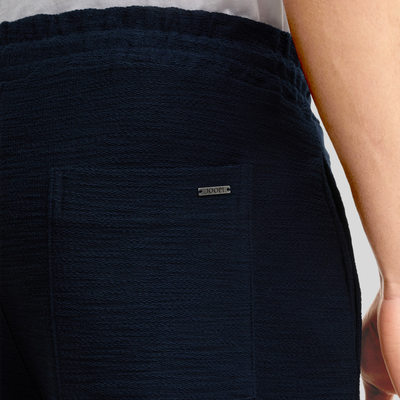 Textured Elastic Waistband Shorts - Navy