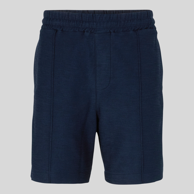 Textured Elastic Waistband Shorts - Navy