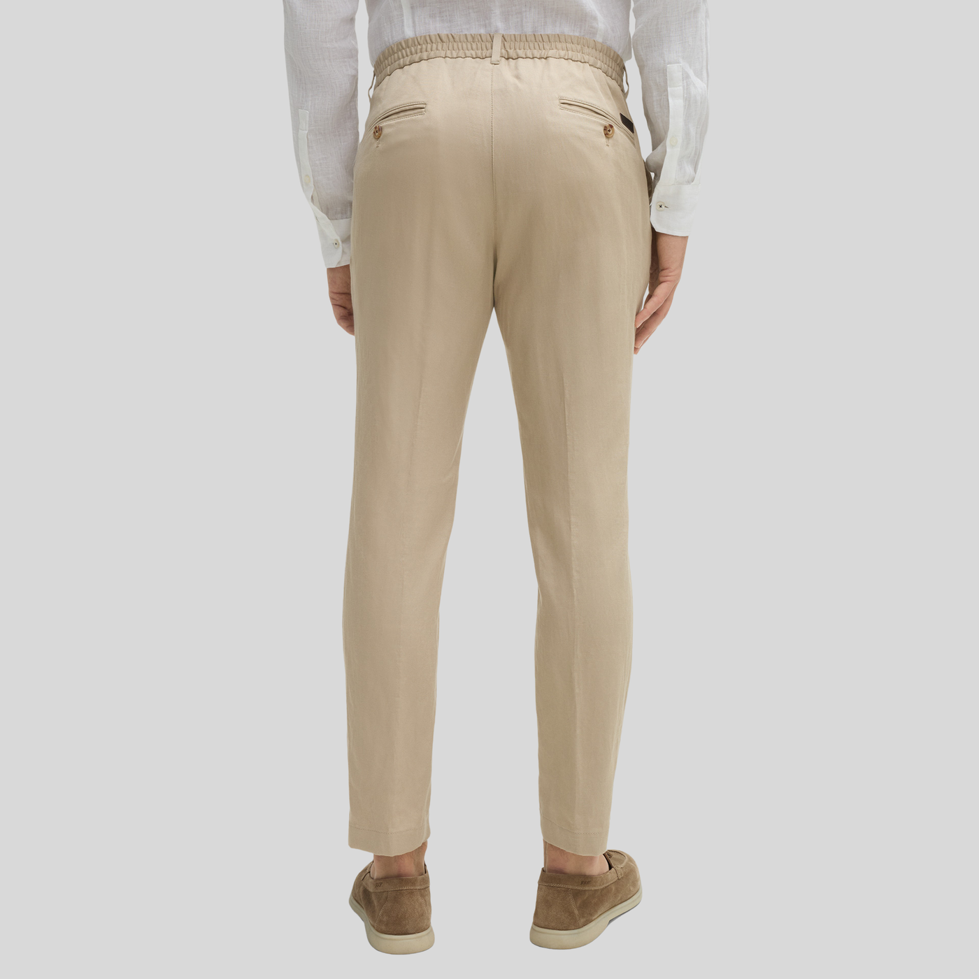 Front Pleat Cotton Linen Pants - Beige