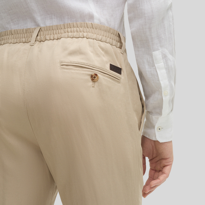 Front Pleat Cotton Linen Pants - Beige