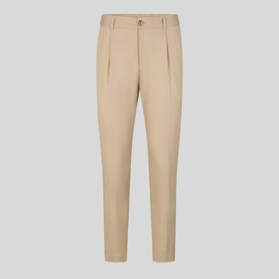 Front Pleat Cotton Linen Pants - Beige