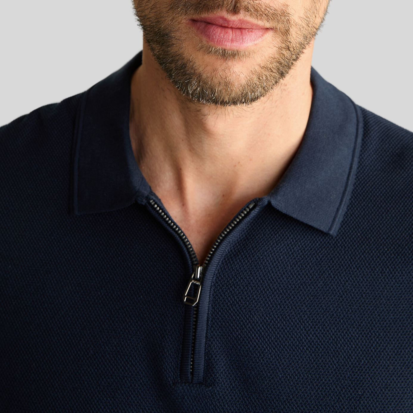 Gotstyle Fashion - Joop! Polos Textured Knit Zip Polo - Navy