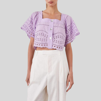 Gotstyle Fashion - Rails Tops Eyelet Embroidered Crop Top - Mauve