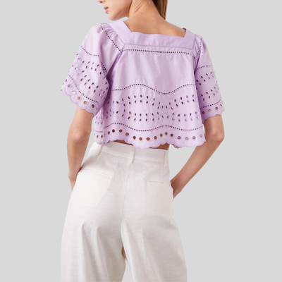Gotstyle Fashion - Rails Tops Eyelet Embroidered Crop Top - Mauve