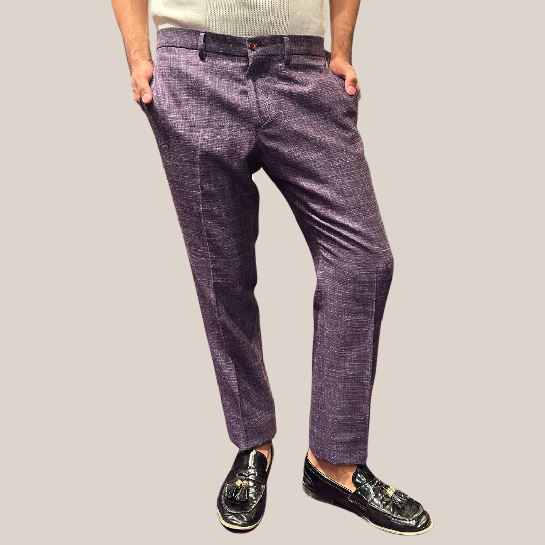 Gotstyle Fashion - Christopher Bates Suits Mesh Weave Stretch Pants - Purple