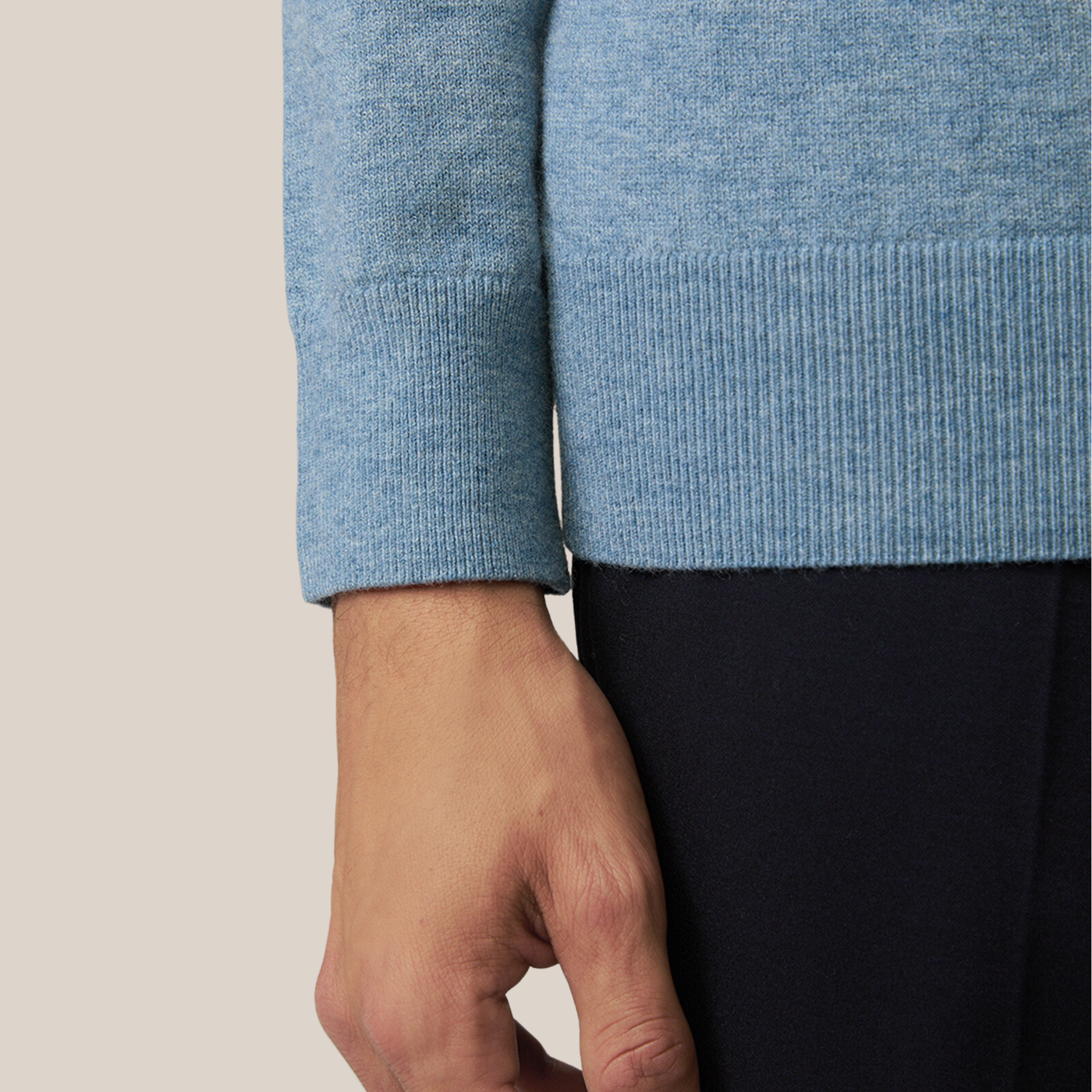 Quarter-Button Up Pullover Sweater - Blue