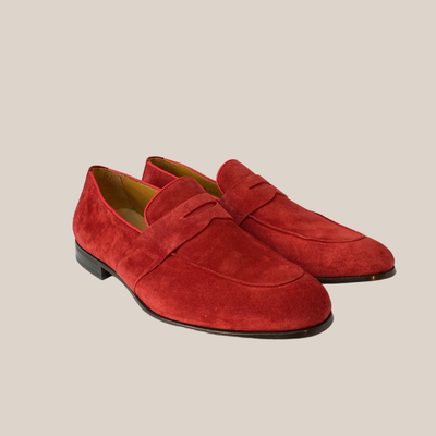 Gotstyle Fashion - Calce Shoes Suede Leather Penny Loafer - Red