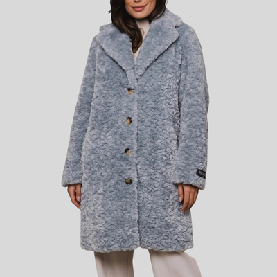 Gotstyle Fashion - Rino and Pelle Coats Soft Faux Fur Long Coat - Blue