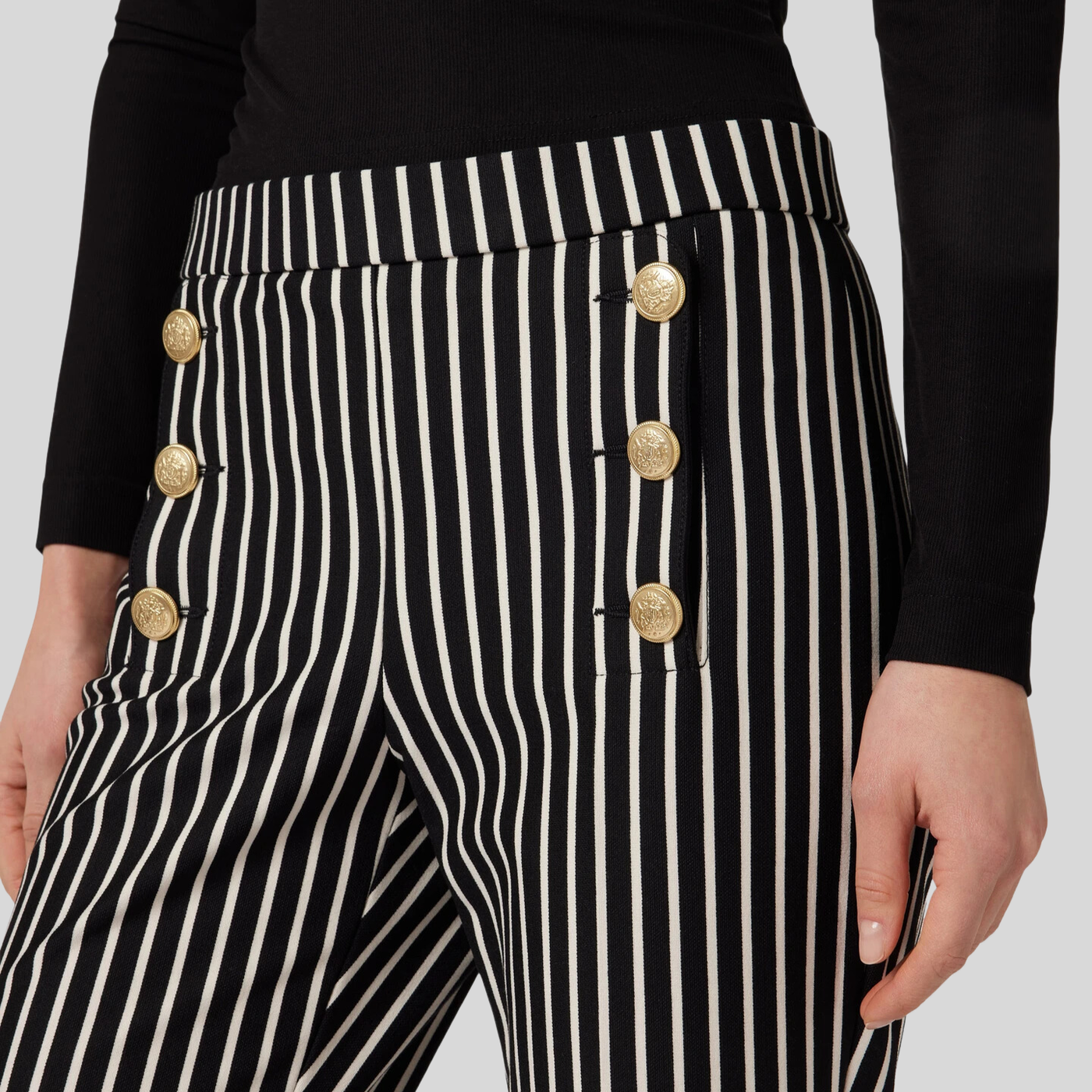Gotstyle Fashion - Seductive Pants Stripe Jersey Kick Flare Pants - Dark Navy