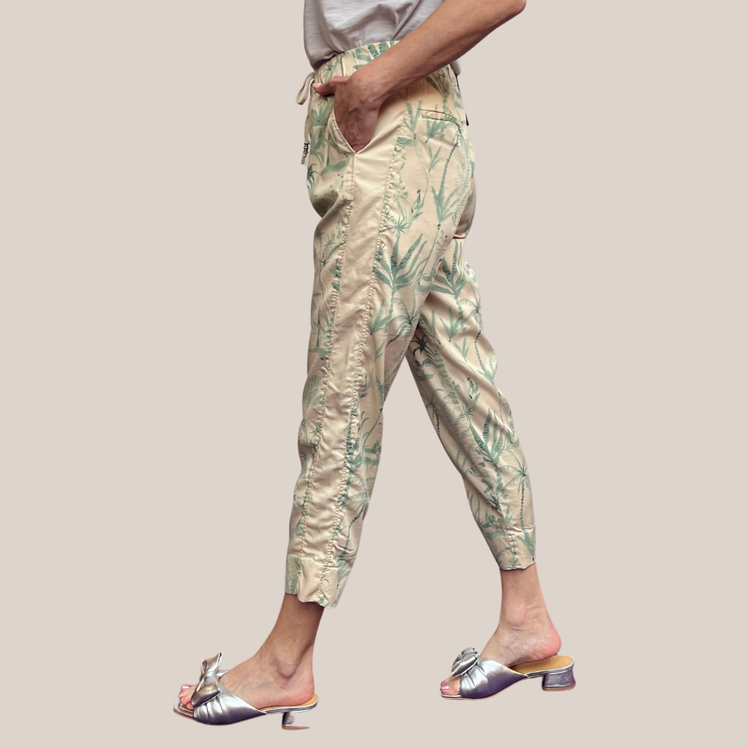 Gotstyle Fashion - Mason's Pants Floral Print Side Band Lyocell Pant - Sand