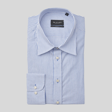 Narrow Stripe Seersucker Shirt - Navy