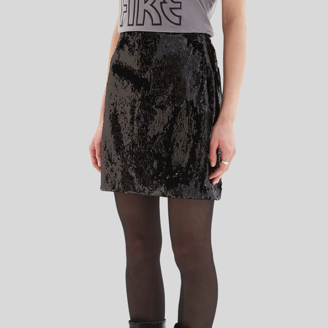 Sequined Mini Skirt - Black