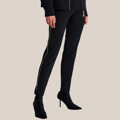 Gotstyle Fashion - Shan Pants Stretch Jersey Long Side Zip Pants - Black