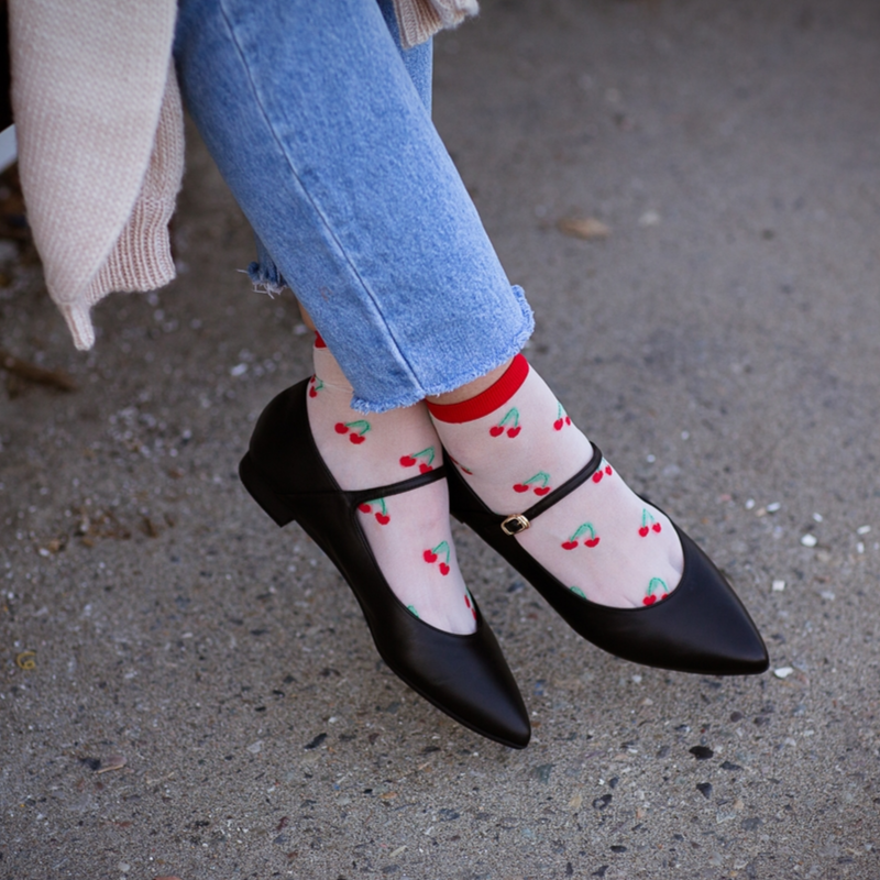 Sheer Fruit Socks - Cherries