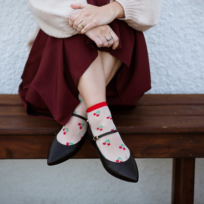 Sheer Fruit Socks - Cherries