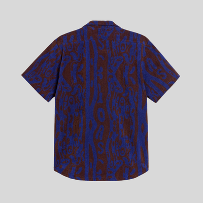 Gotstyle Fashion - OAS Collar Shirts Abstract Logo Design Terry Shirt - Navy/Brown