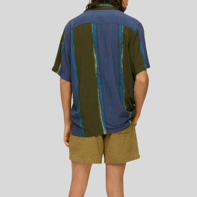 Gotstyle Fashion - OAS Collar Shirts Wide Stripe Shirt - Blue/Army