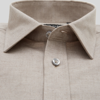 Soft Brushed Twill Cotton Shirt - Tan