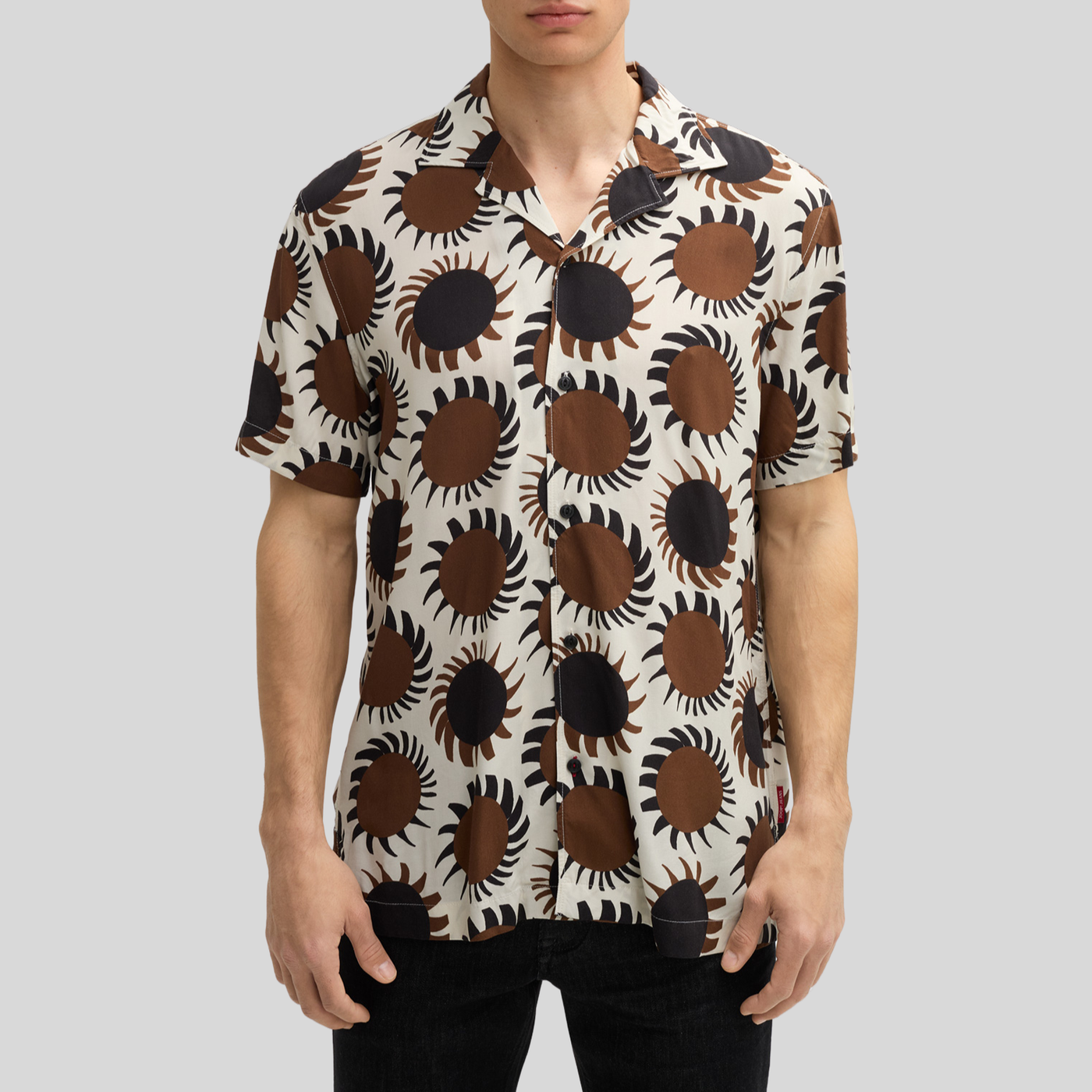 Star Bursts Print Shirt - Brown