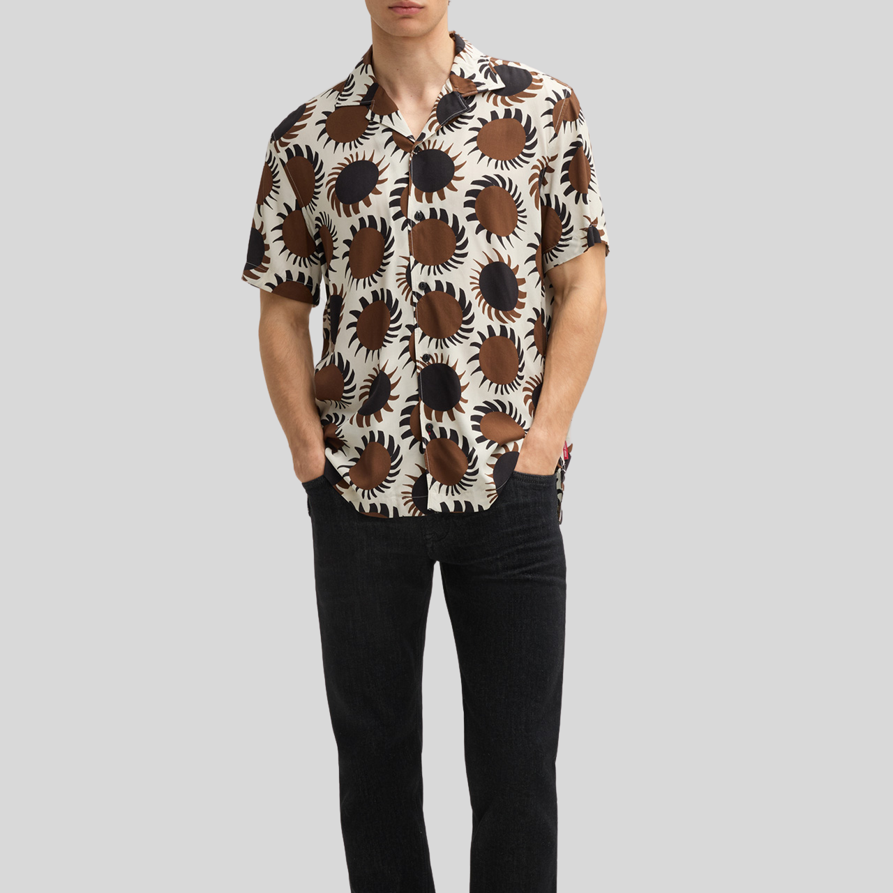 Star Bursts Print Shirt - Brown