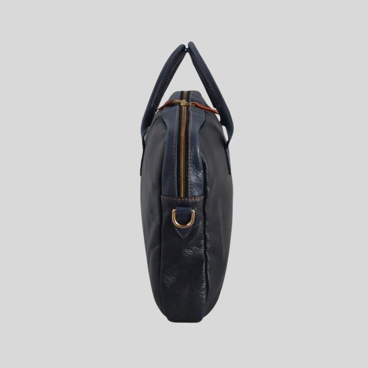 Italian Leather Briefcase - Blue