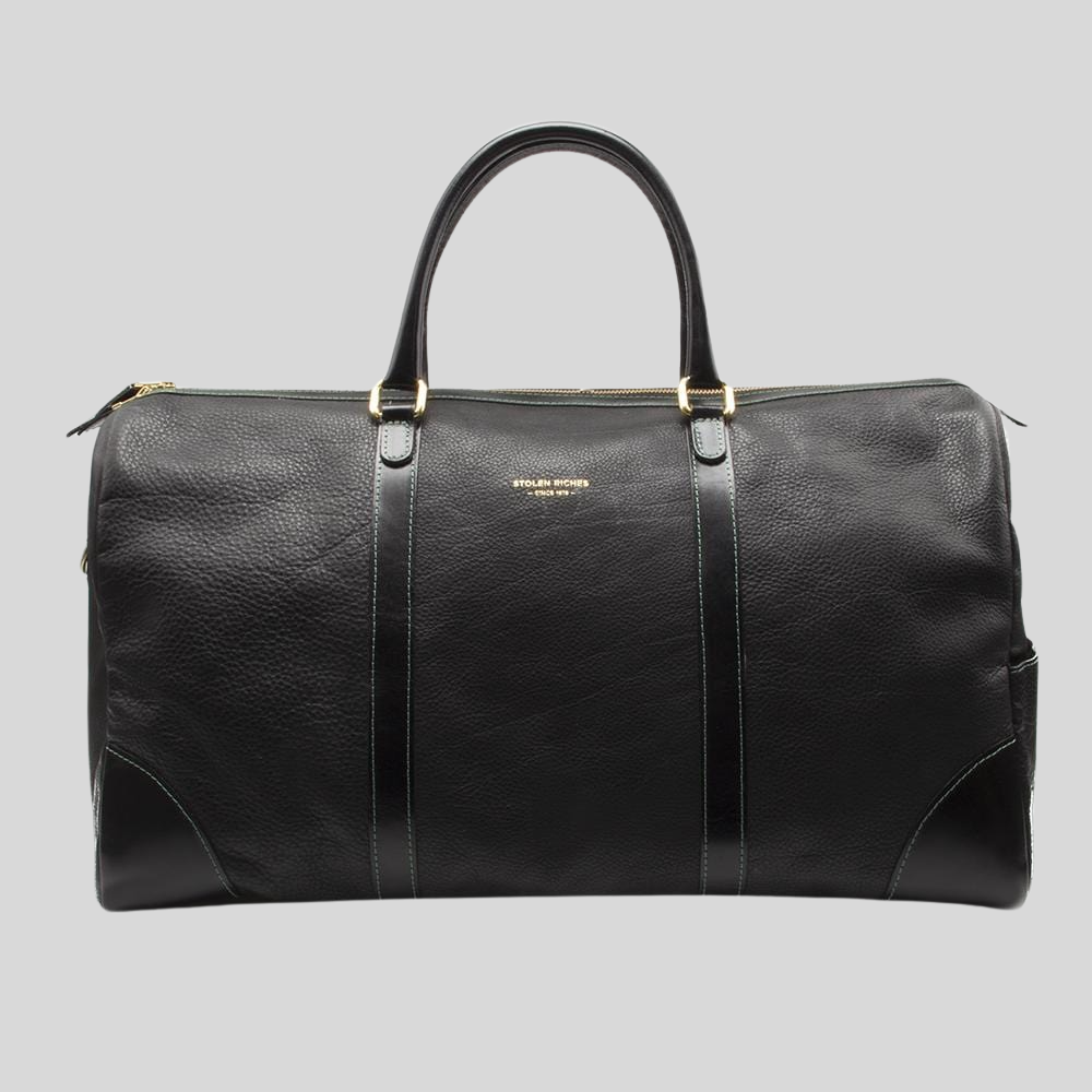 Italian Leather Weekend Bag - Black