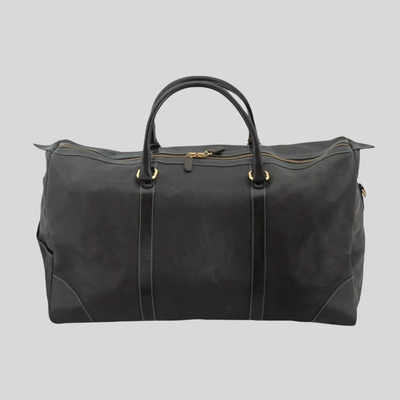 Italian Leather Weekend Bag - Black