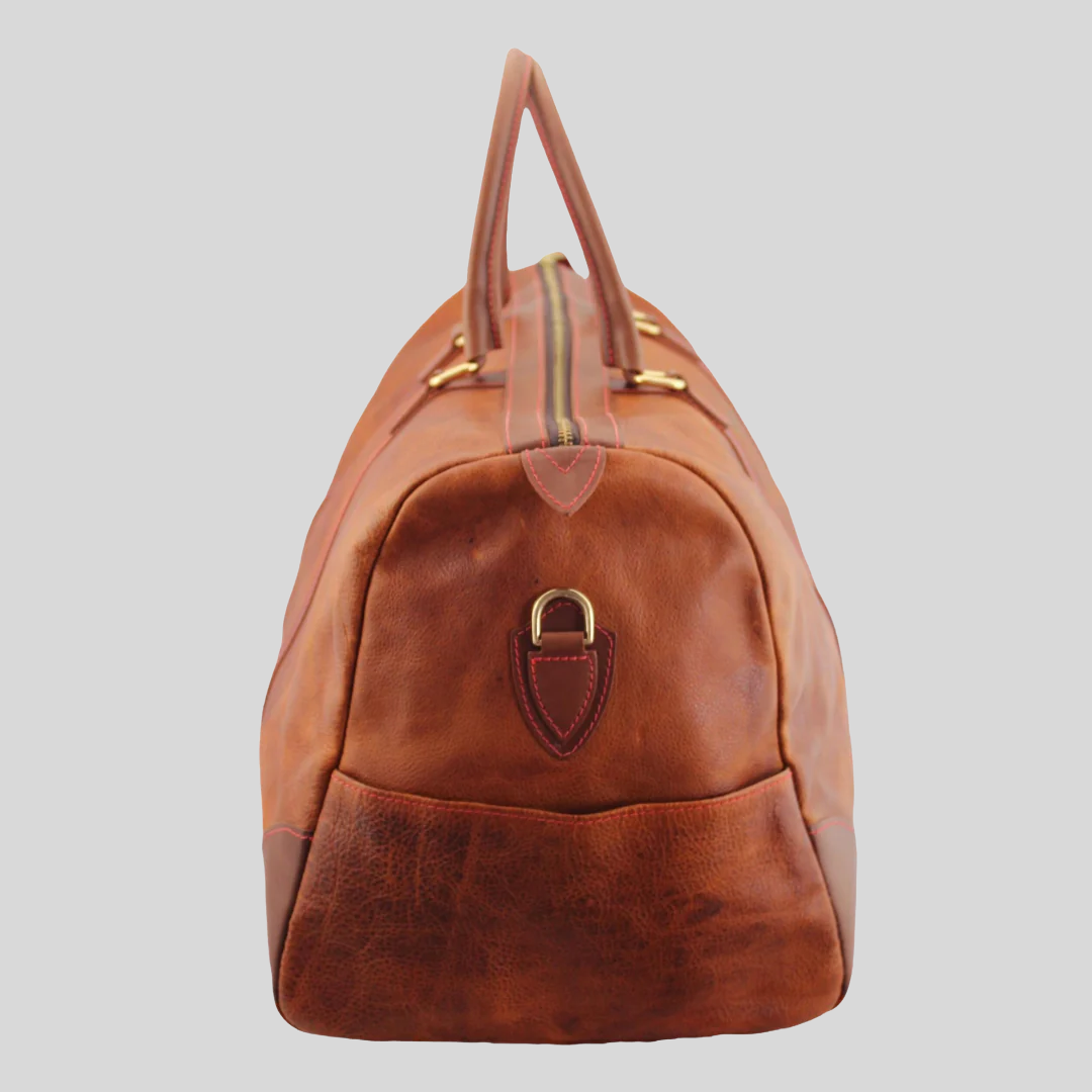 Italian Leather Weekend Bag - Brown