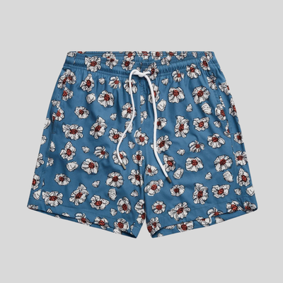 Gotstyle Fashion - Stone Rose Shorts Floral Print Swim Short - Blue