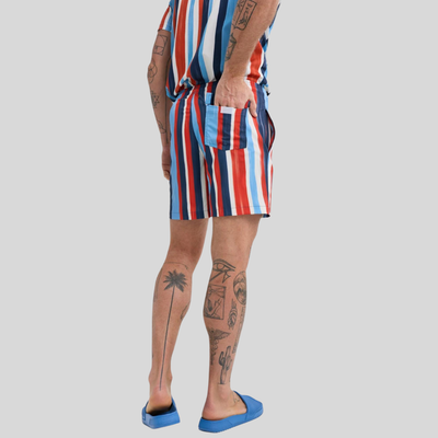 Gotstyle Fashion - Stone Rose Shorts Stripe Swim Short - Blue