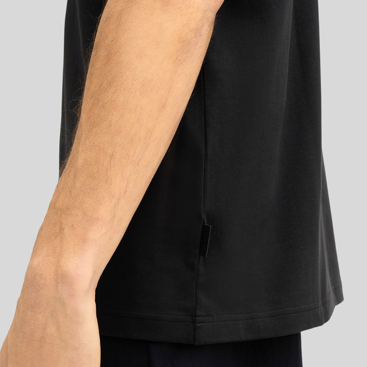 Stretch Cotton Crew T-Shirt - Black