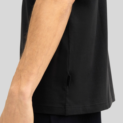 Stretch Cotton Crew T-Shirt - Black