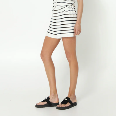 Gotstyle Fashion - Madison Shorts Stripe High Waisted Knit Shorts - Black/White