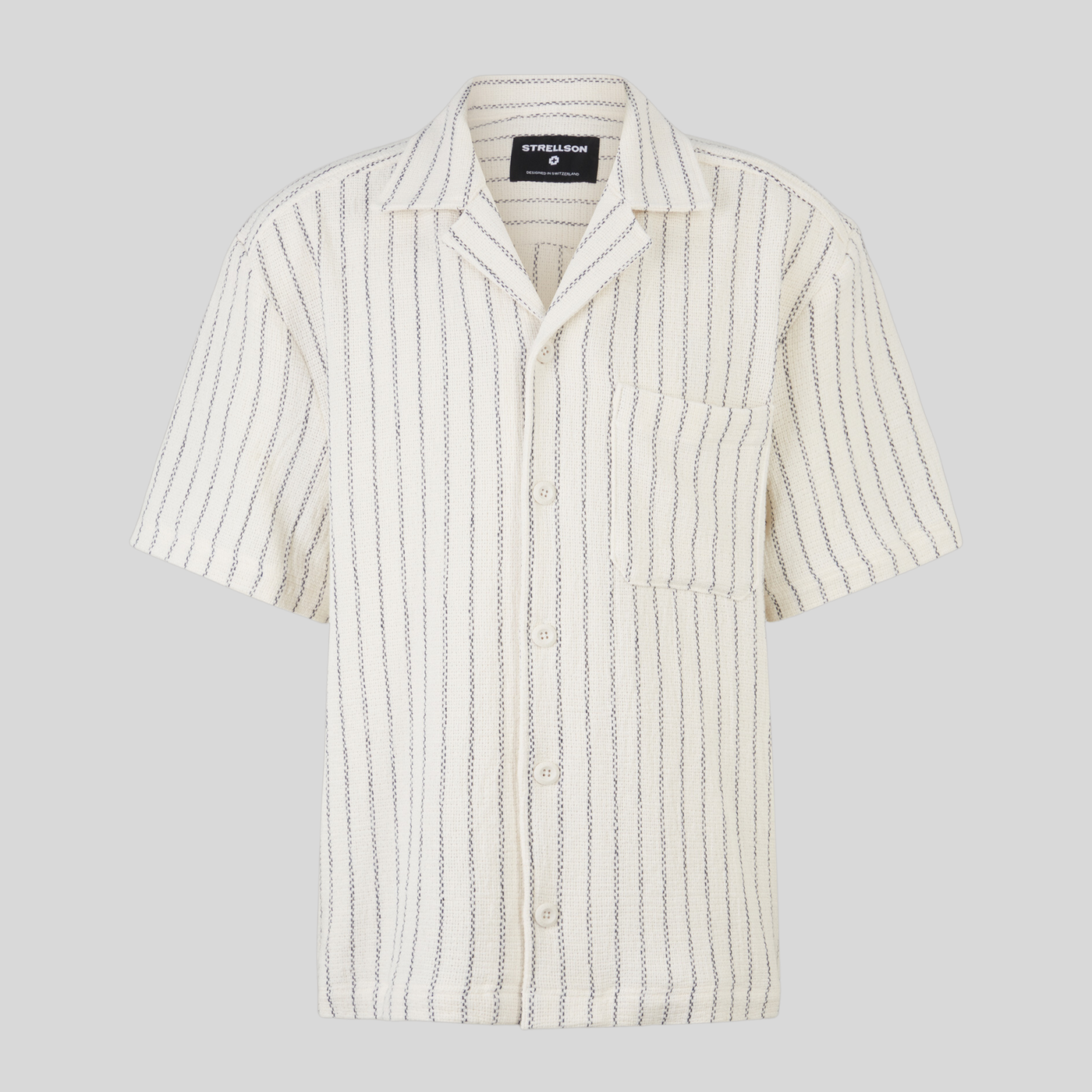 Gotstyle Fashion - Strellson Collar Shirts Textured Stripe Chest Pocket Shirt - Off-White