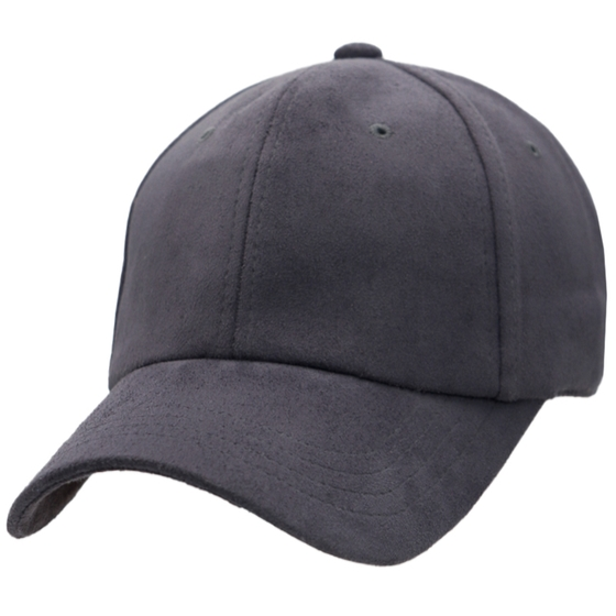 Premium Faux Suede Strap Baseball Cap - Charcoal