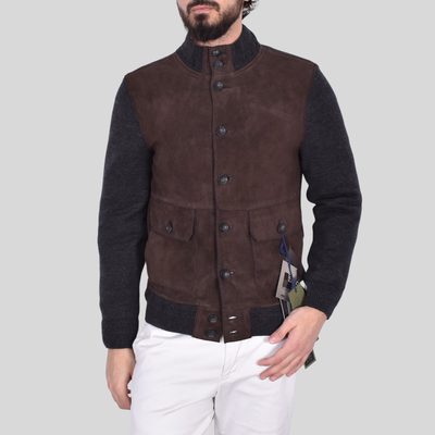 Gotstyle Fashion - The Jack Leathers Jackets Suede / Knit Hybrid Jacket with Liner - Brown/Grey