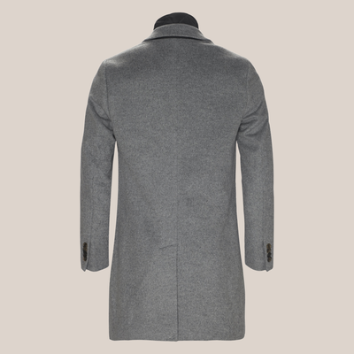 Wool / Cashmere Topcoat with Inlay - Grey