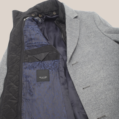 Wool / Cashmere Topcoat with Inlay - Grey