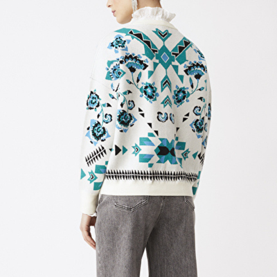 Gotstyle Fashion - Suncoo Sweaters Geo Floral Design Lurex Sweater - White