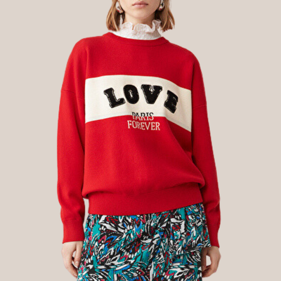 Gotstyle Fashion - Suncoo Sweaters "Love" Graphic Oversize Sweater - Red