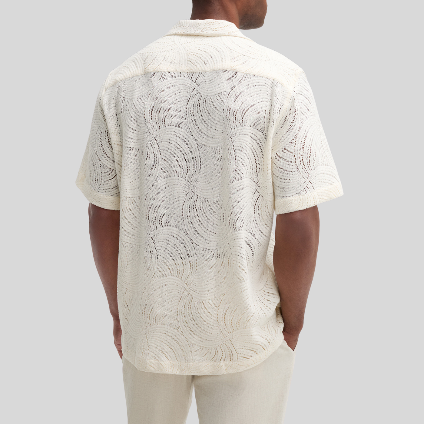 Swirls Knit Pattern Shirt - Cream