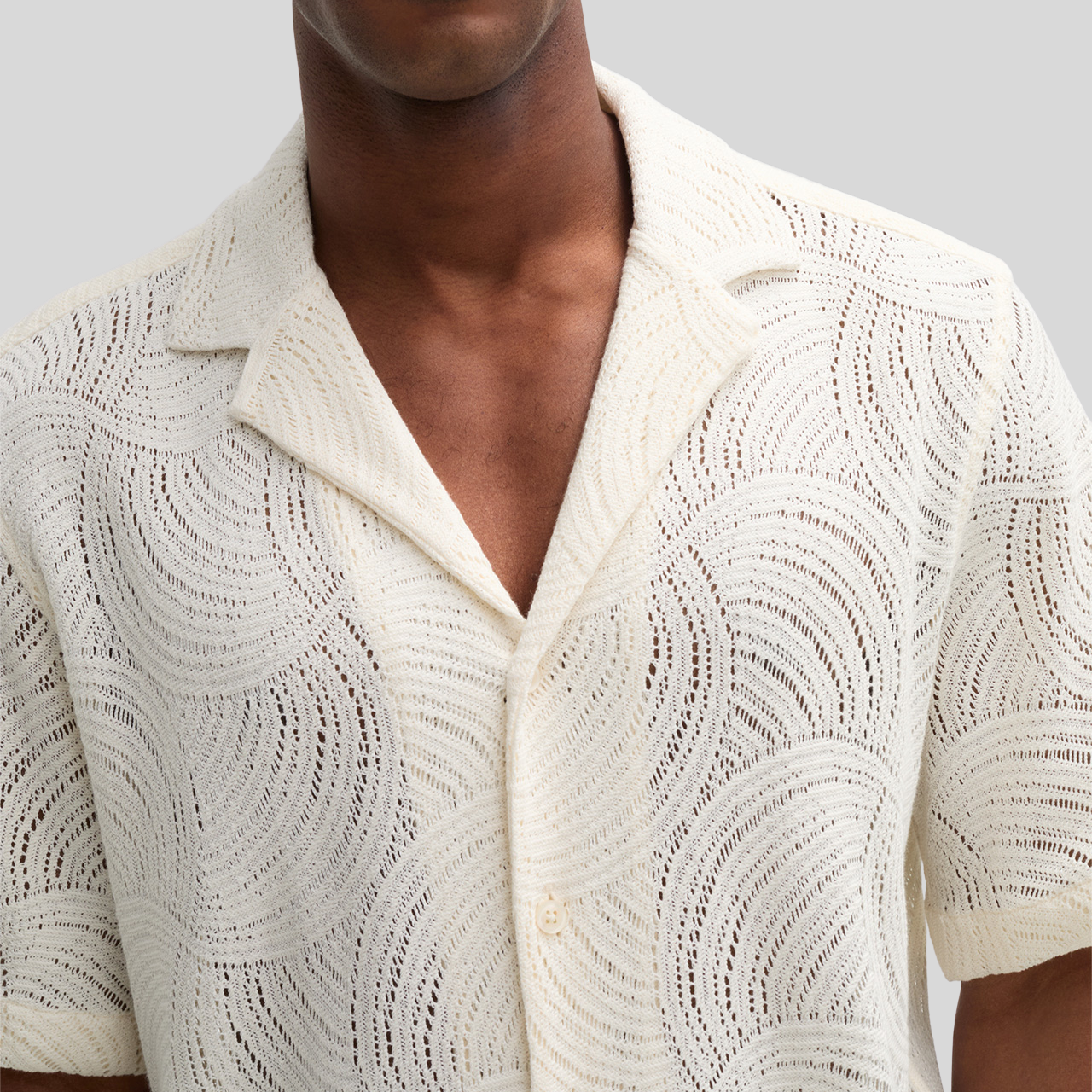 Swirls Knit Pattern Shirt - Cream