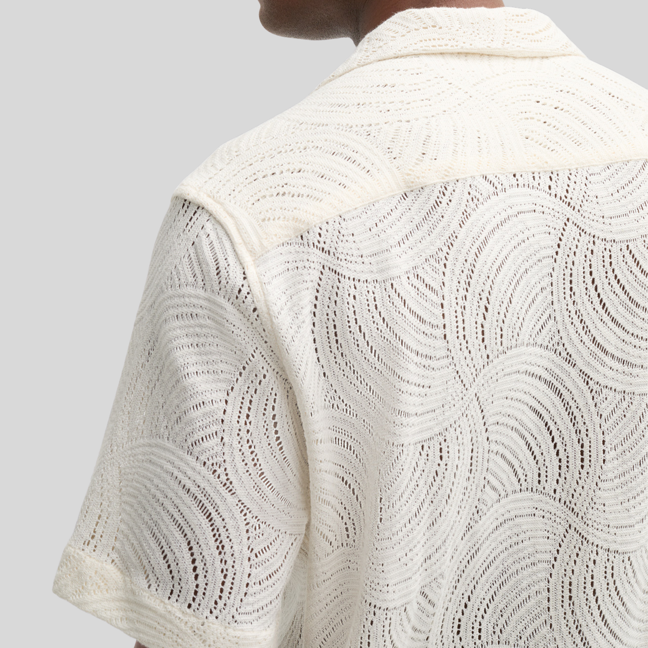 Swirls Knit Pattern Shirt - Cream