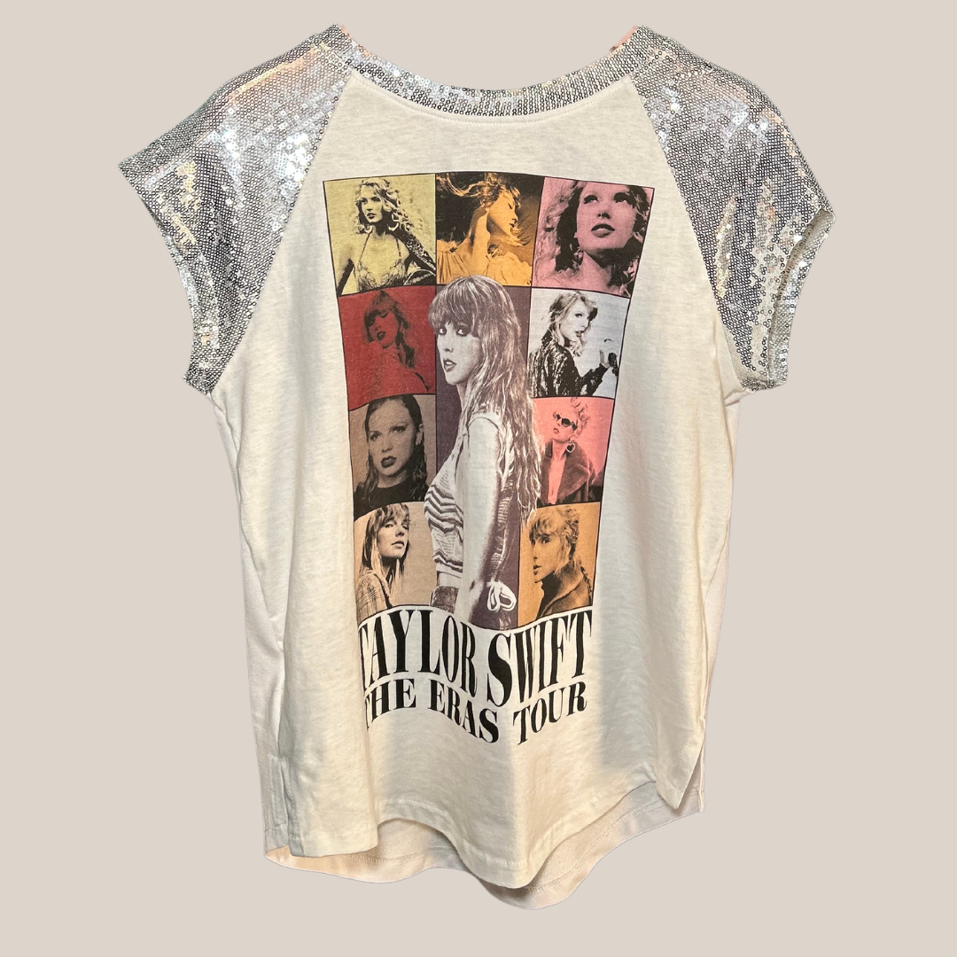 Taylor Swift - The Eras Tour Silver Glitter Sleeves Tee