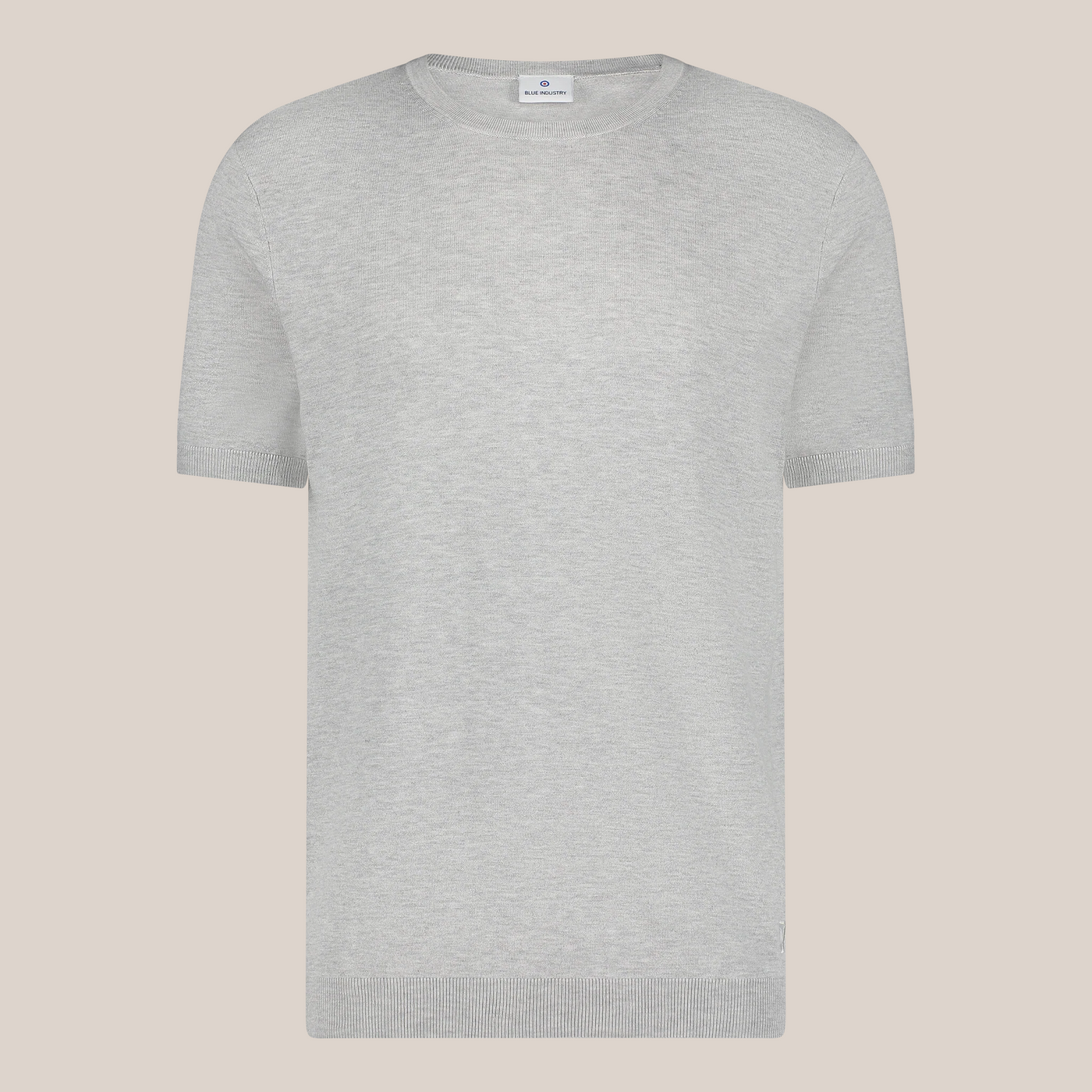 Crew Neck Ribbed Knit Tee - Grey