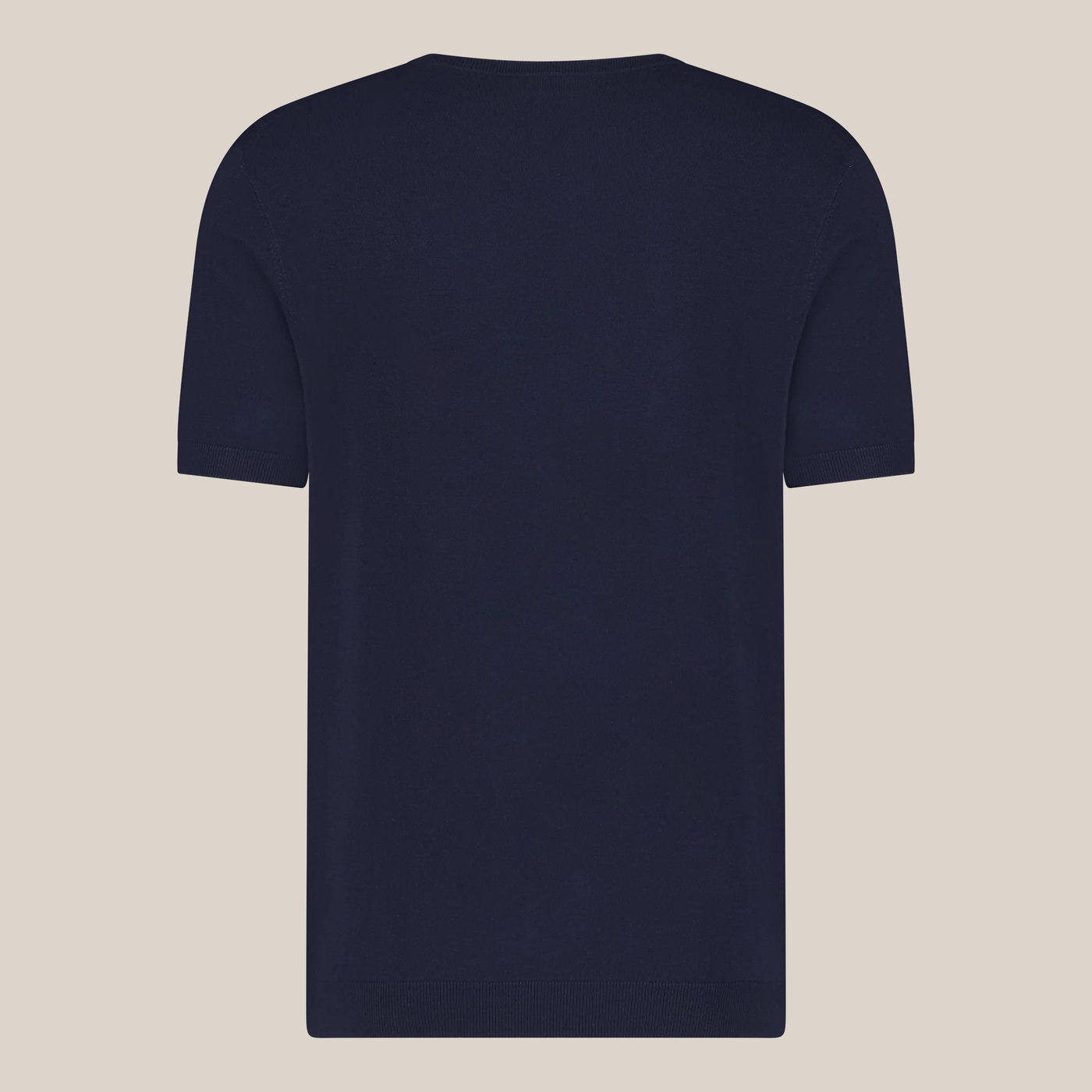 Crew Neck Ribbed Knit Tee - Navy